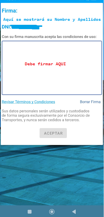 Firma manuscrita de aceptación