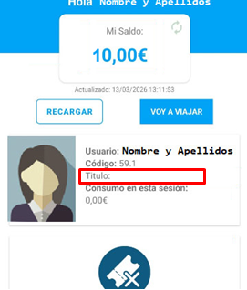 Título de viaje personalizado mostrado en la App