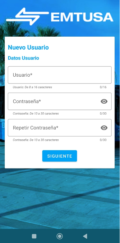 Datos de usuario y contraseña
