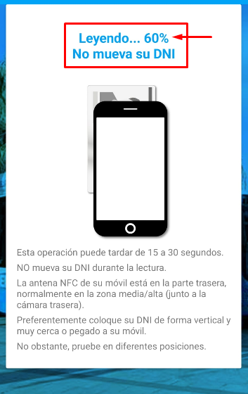 Lectura del DNI en curso