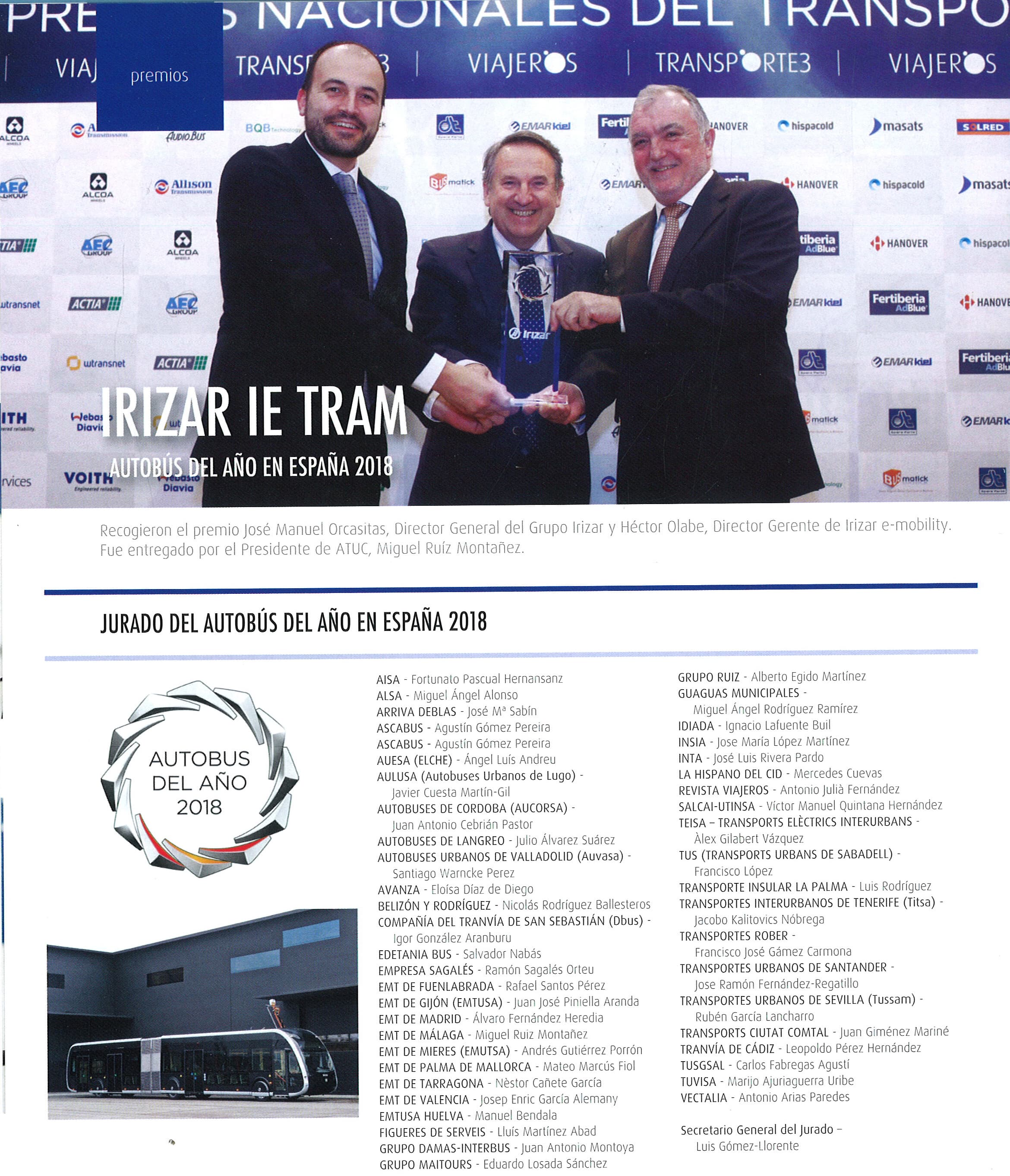 Imagen de «EMTUSA en el jurado de los Premios del Autobús del año en España»