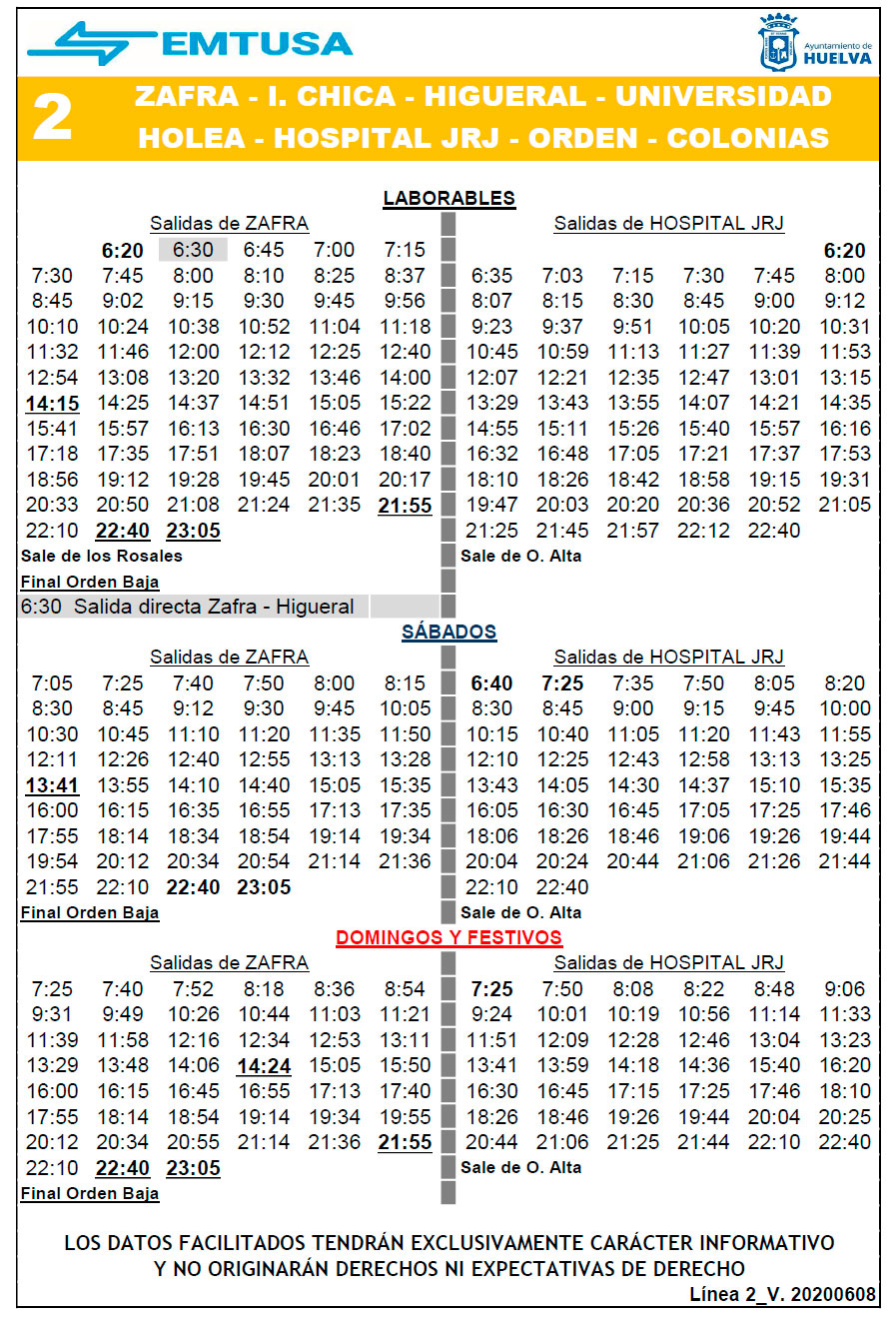 horario emtusa linea 2 20200611