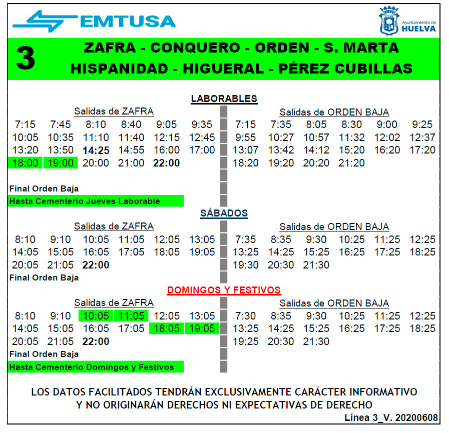horario emtusa linea 3 20200611