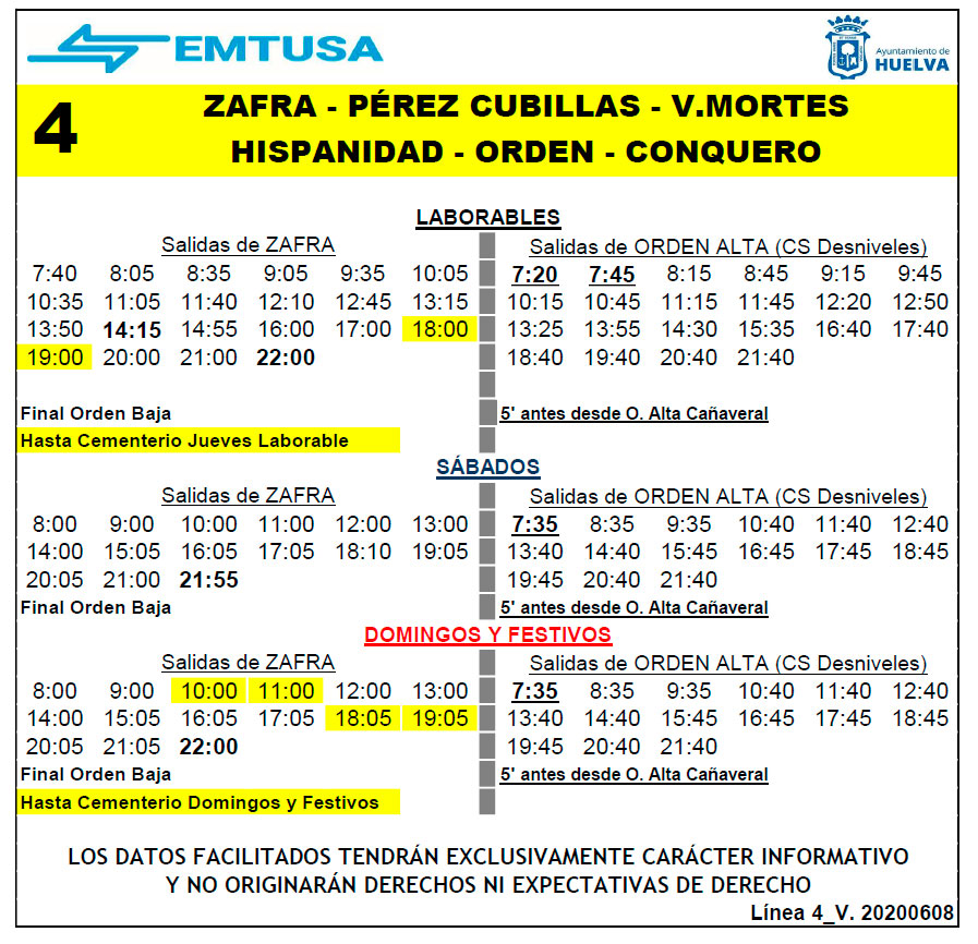 horario emtusa linea 4 20200611