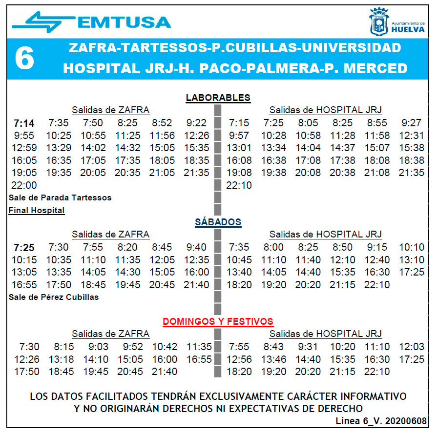 horario emtusa linea 6 20200611