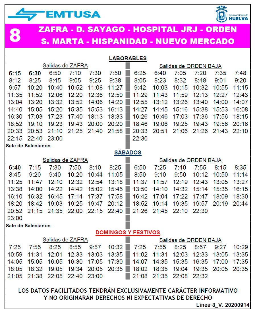 horario emtusa linea 8 20200914