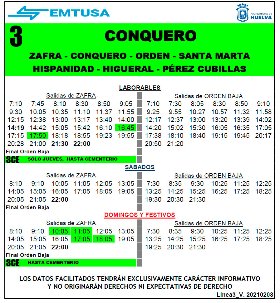 horario emtusa linea 1 20210208