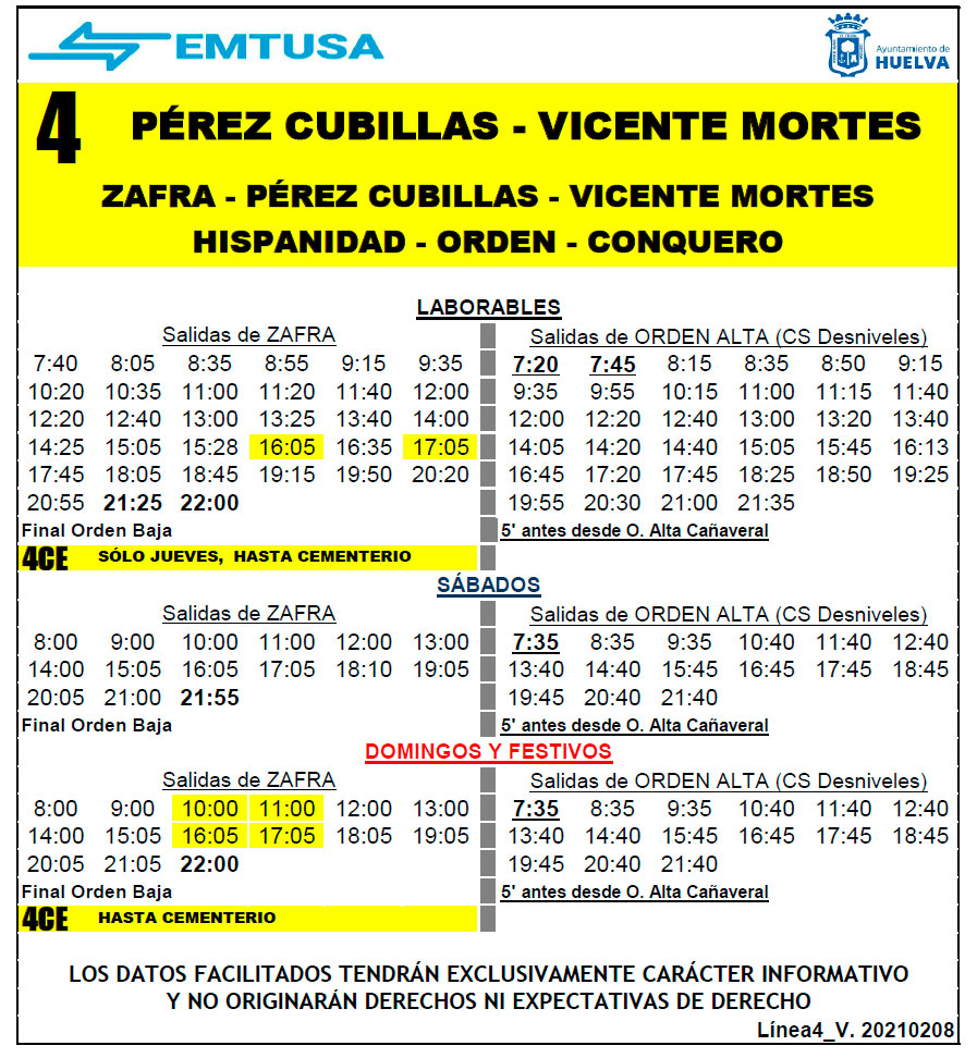 horario emtusa linea 1 20210208