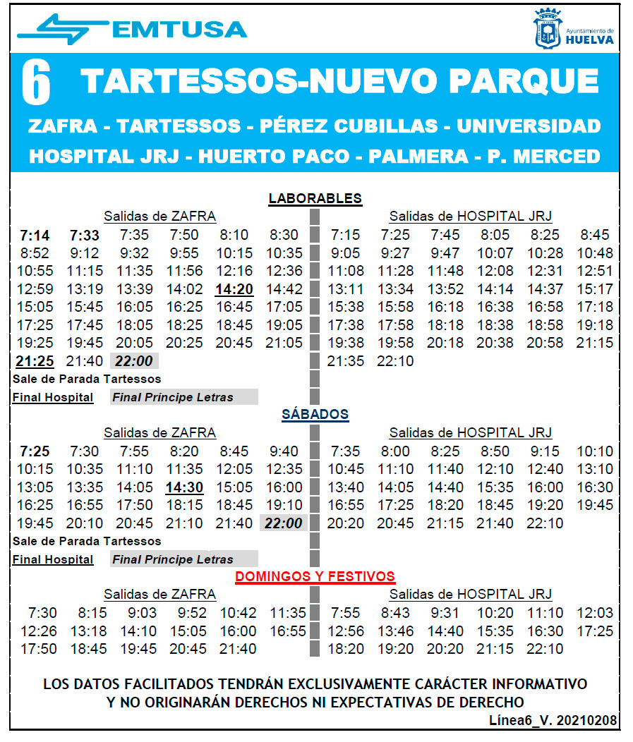 horario emtusa linea 1 20210208