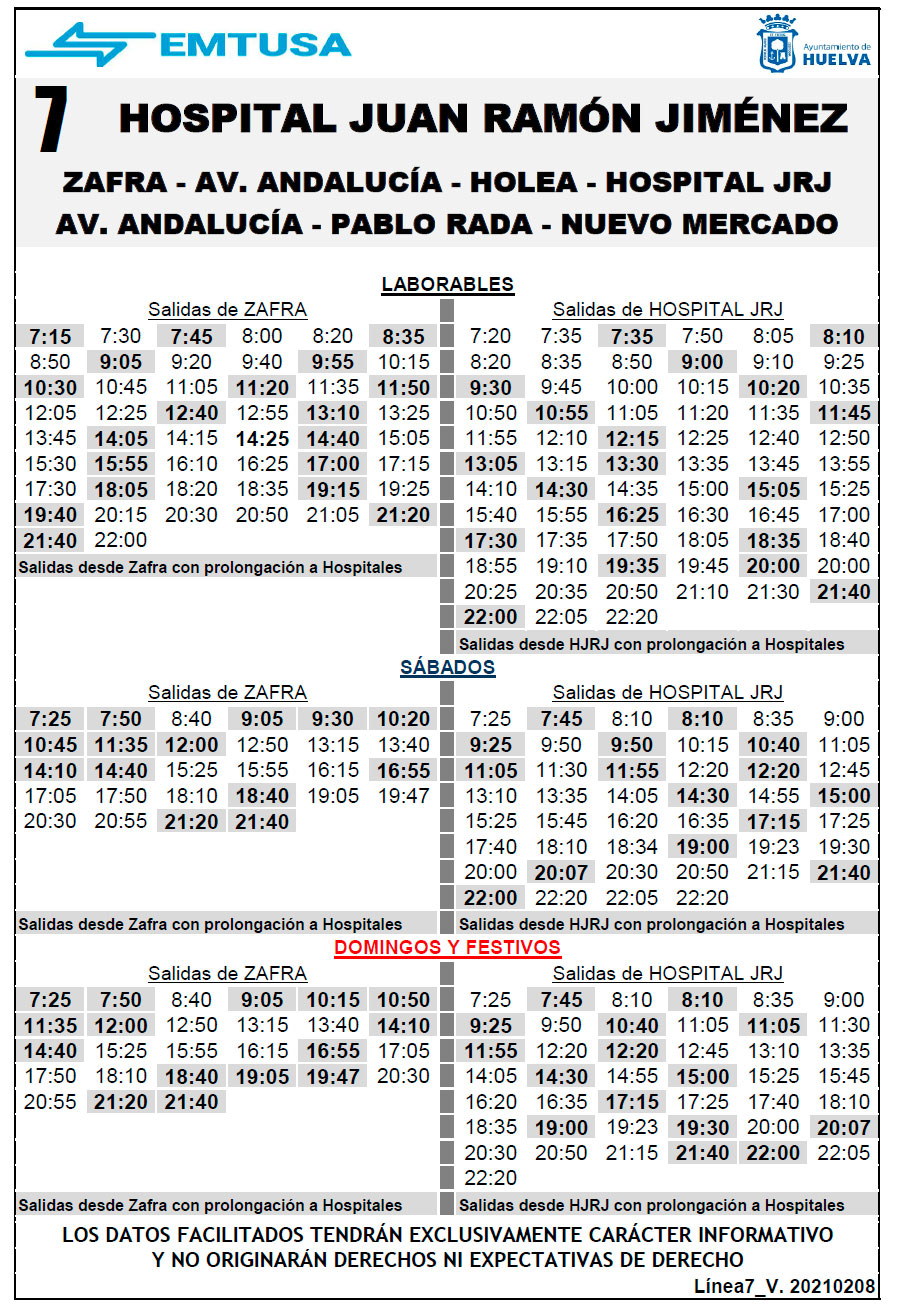 horario emtusa linea 1 20210208