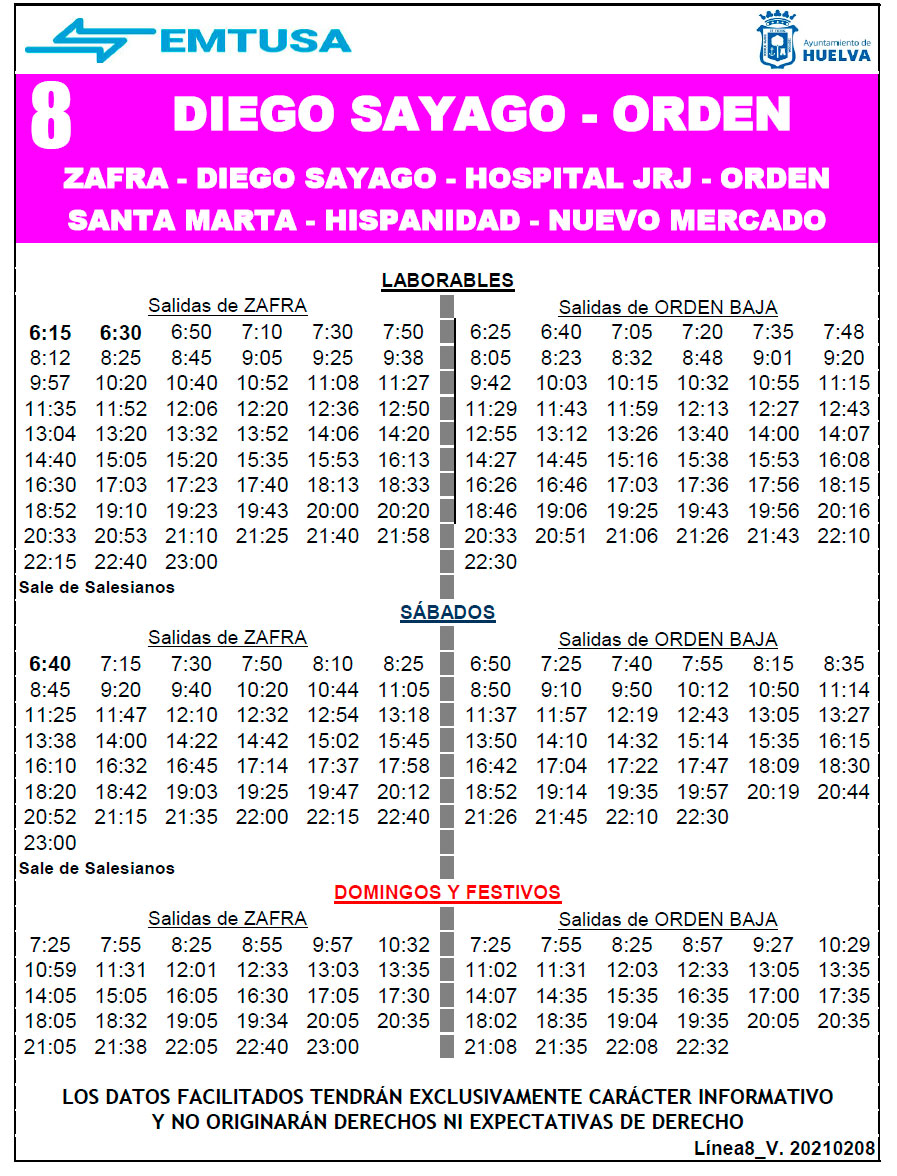 horario emtusa linea 1 20210208