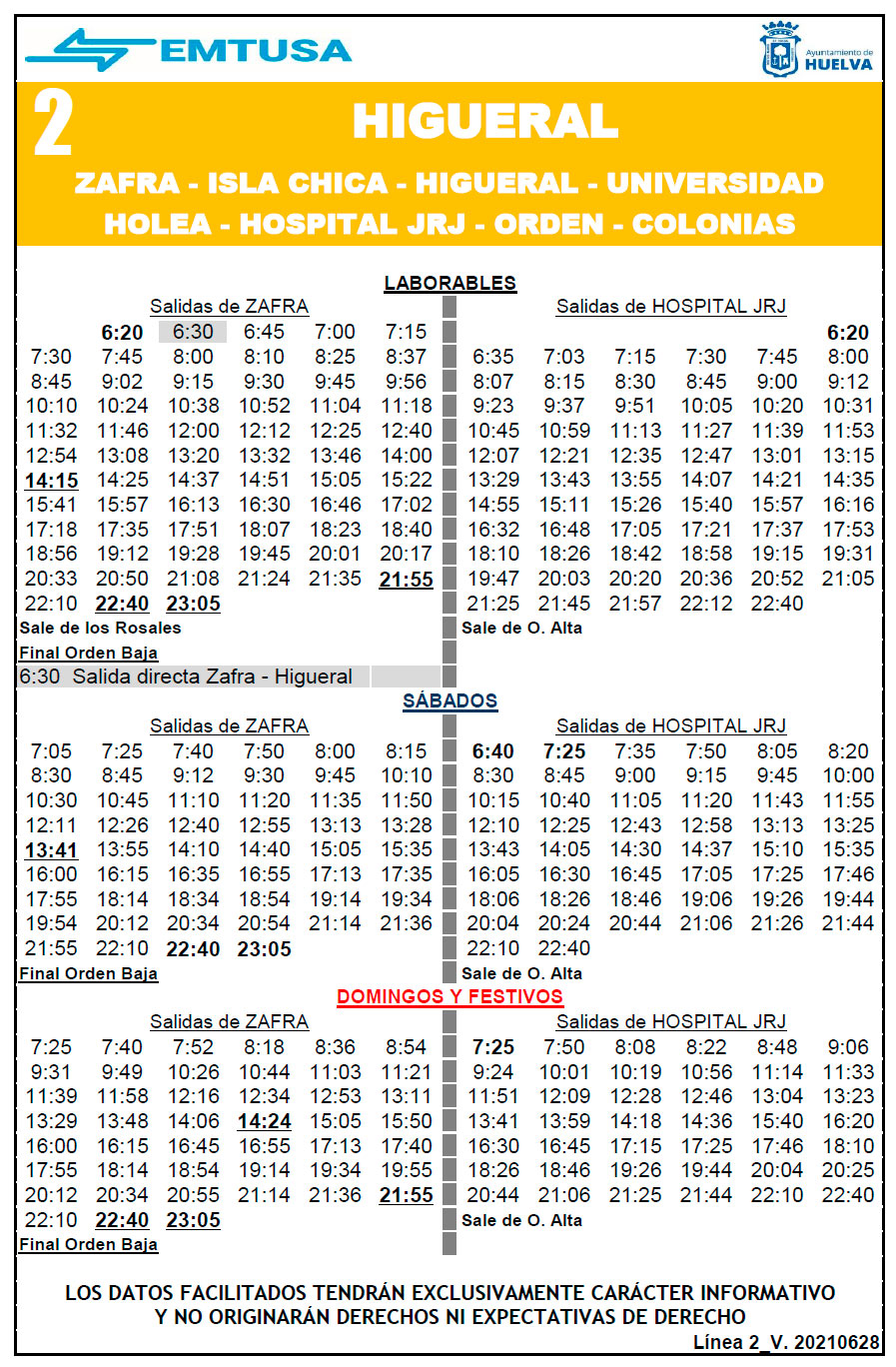 horario emtusa linea 1 20210628