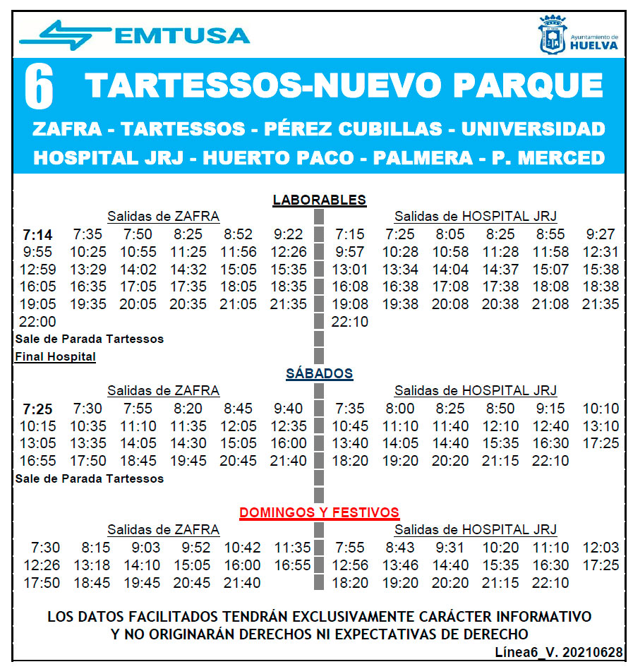 horario emtusa linea 1 20210208