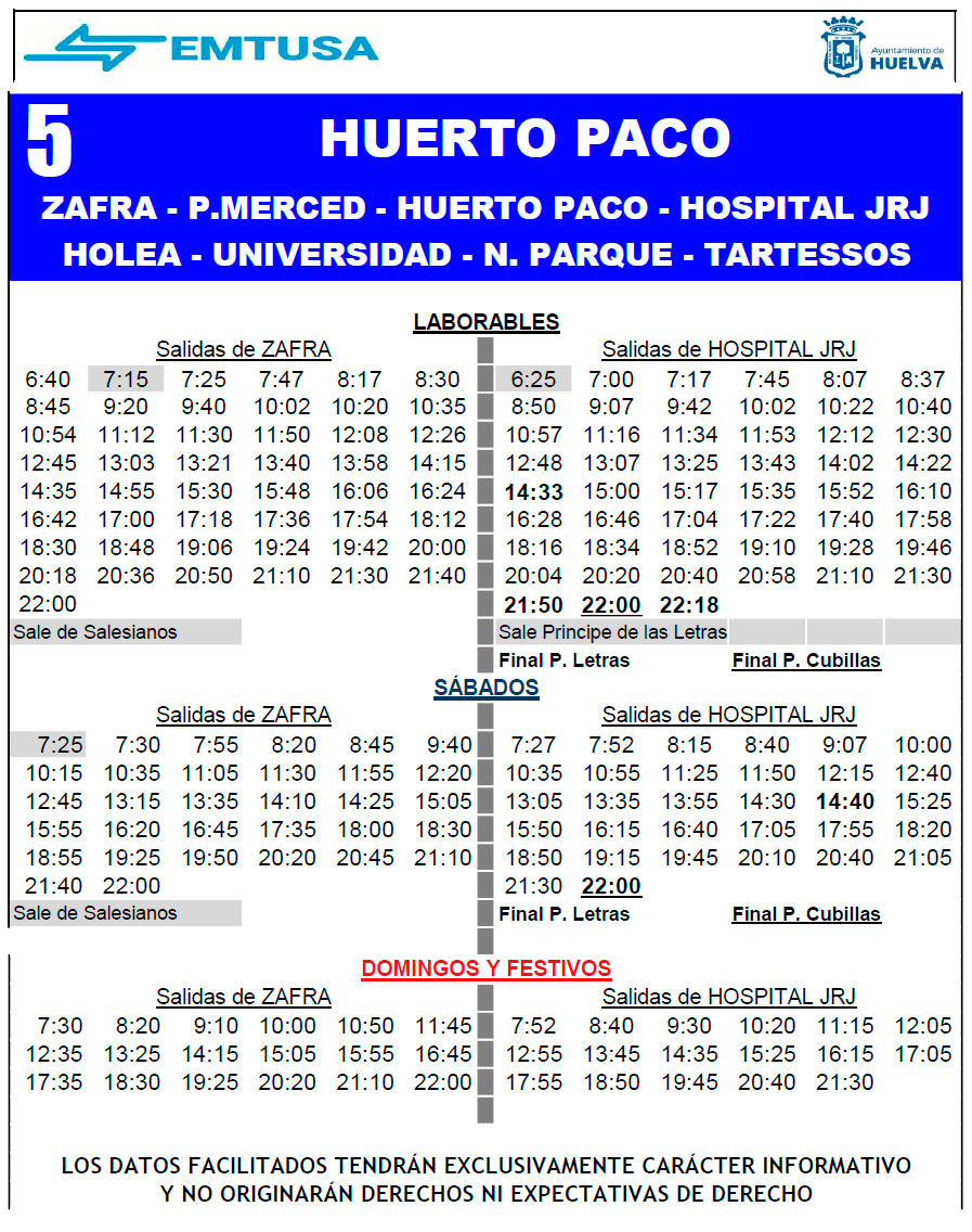 horario emtusa linea 1 20210917