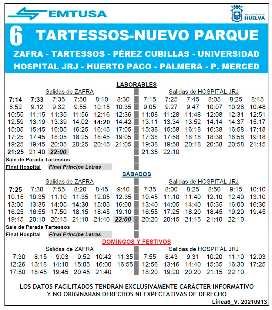 horario emtusa linea 1 20210906