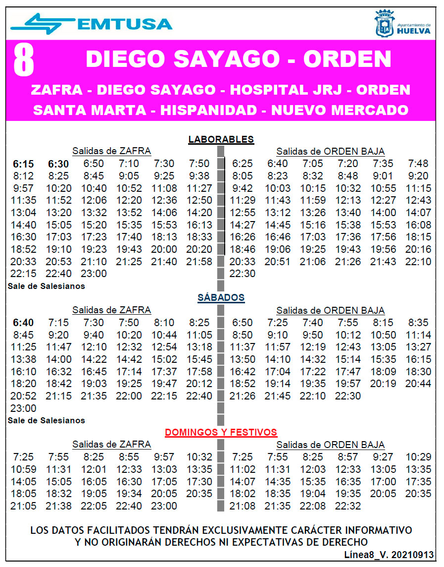 horario emtusa linea 1 20210906