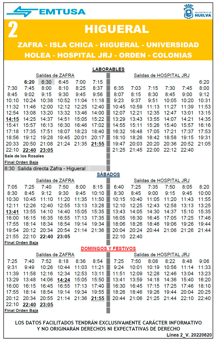 horario emtusa linea 1 20220620