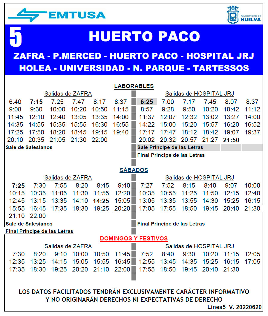 horario emtusa linea 1 20220620