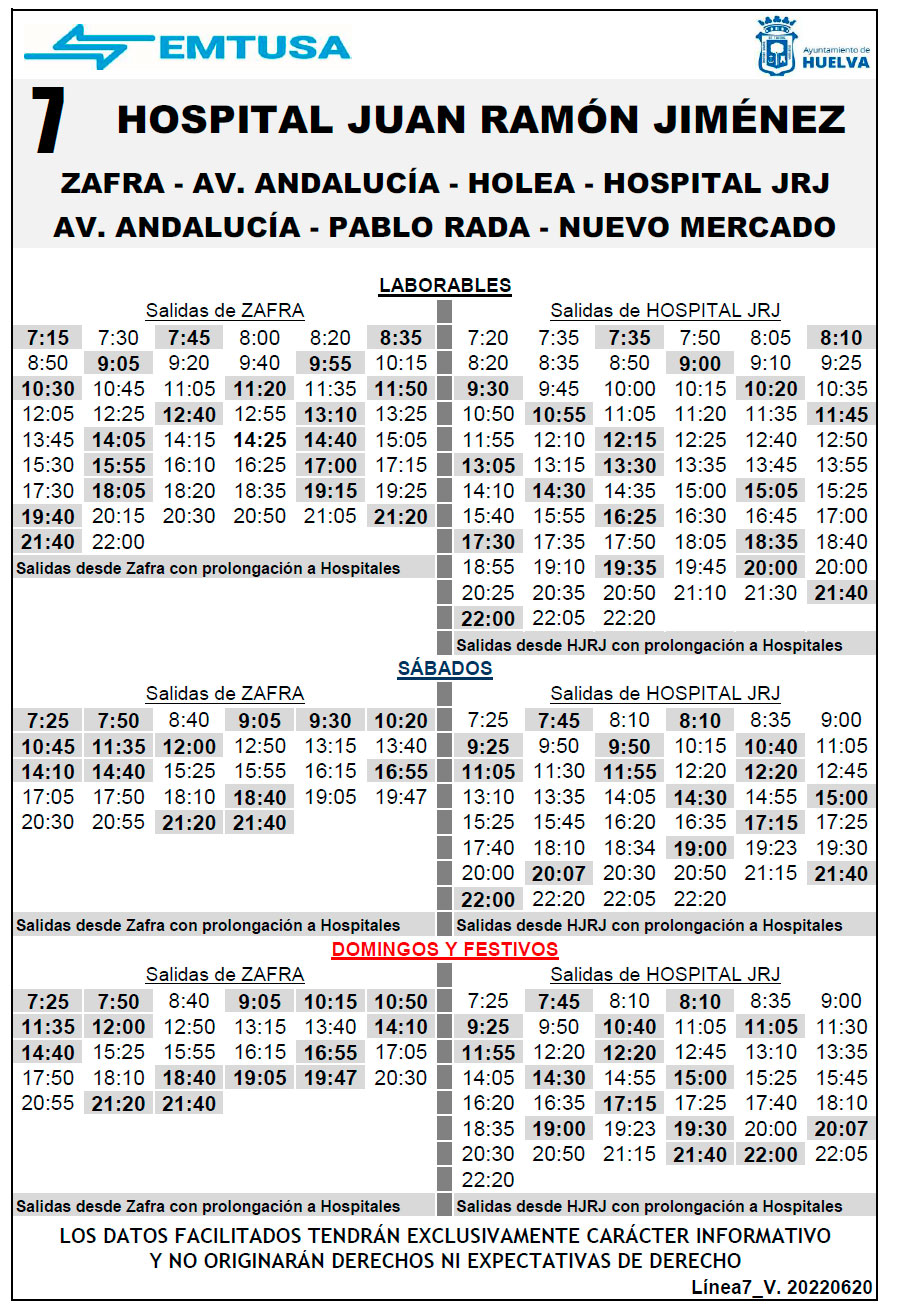 horario emtusa linea 7 20220620