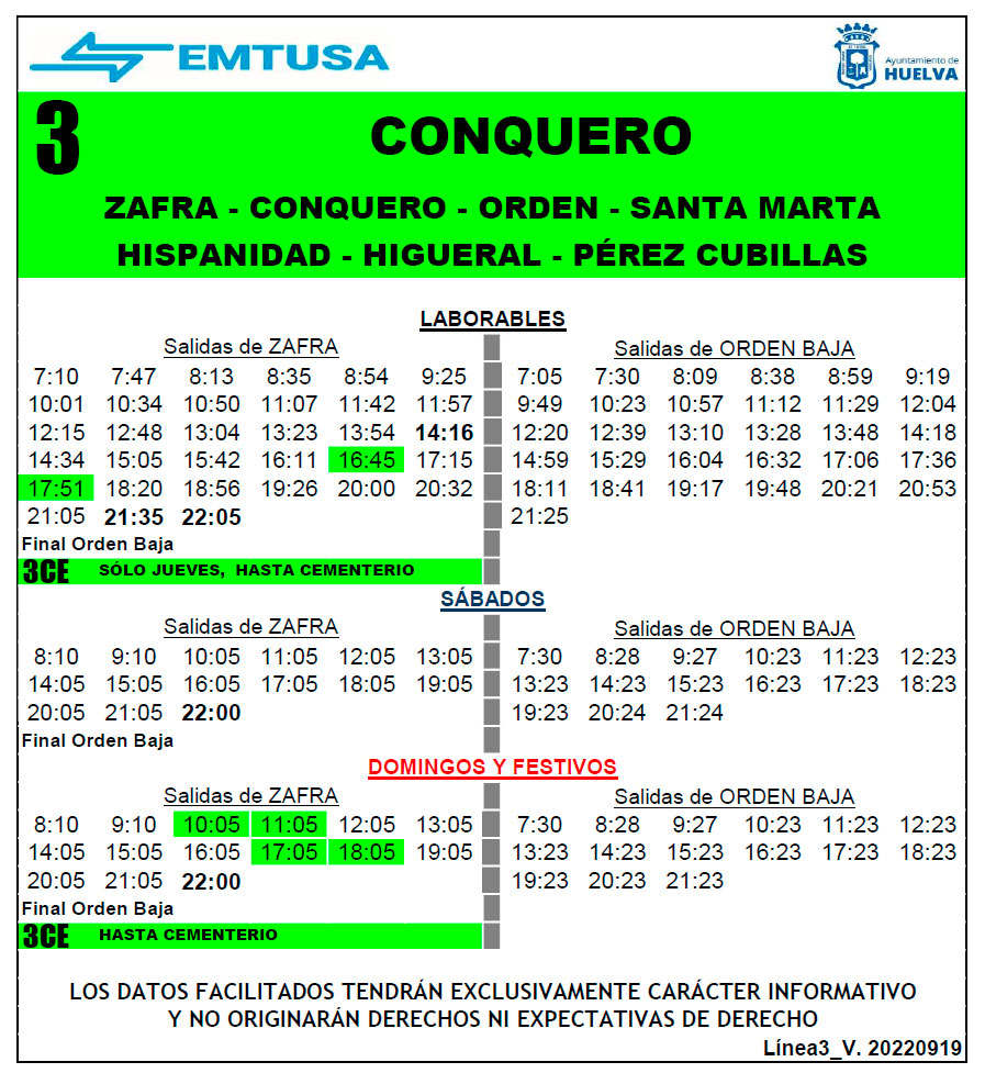 horario emtusa linea 3 20220919