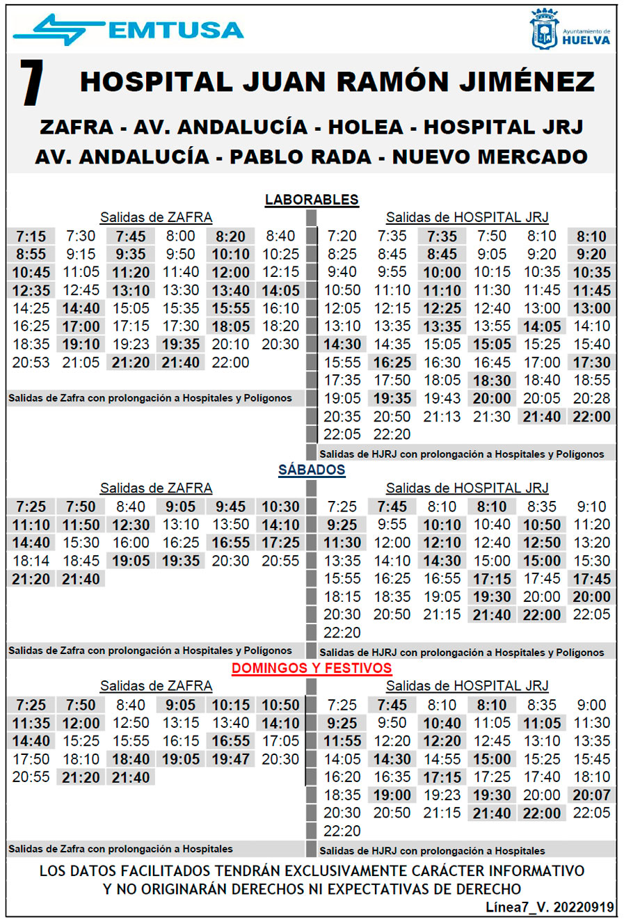horario emtusa linea 7 20220919