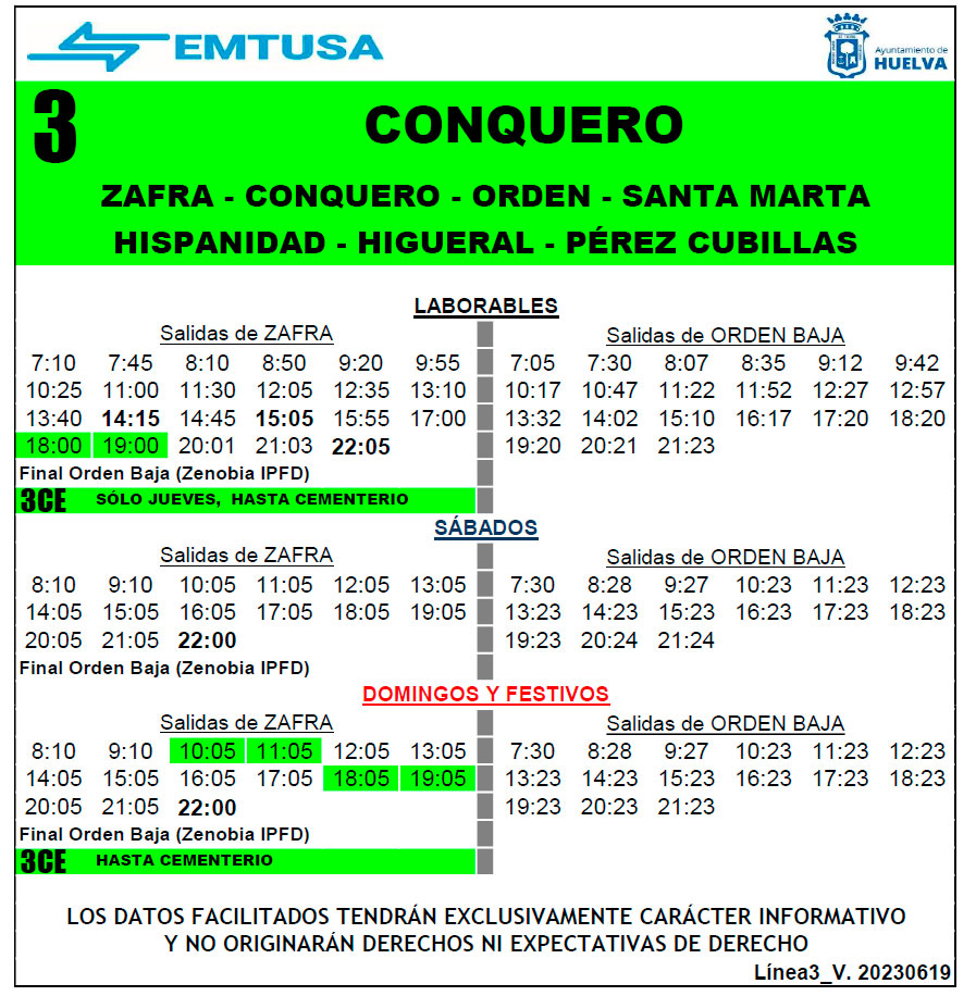 horario emtusa linea 3 20230619