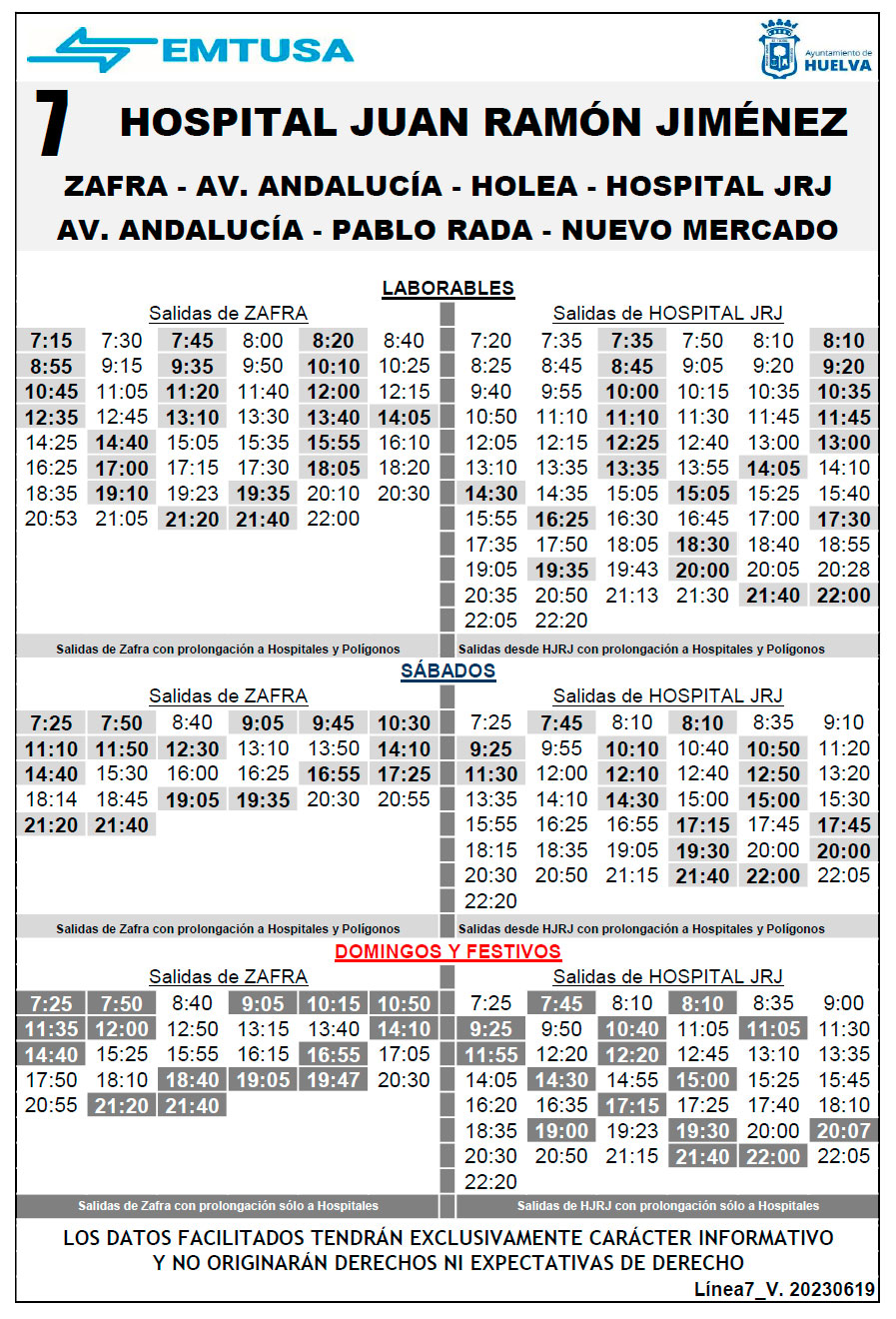 horario emtusa linea 7 20230619