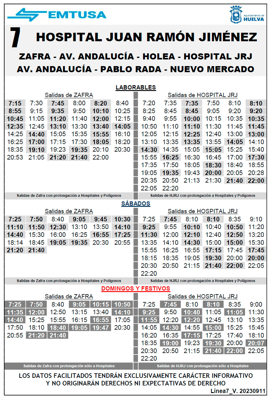 horario emtusa linea 7 20230911