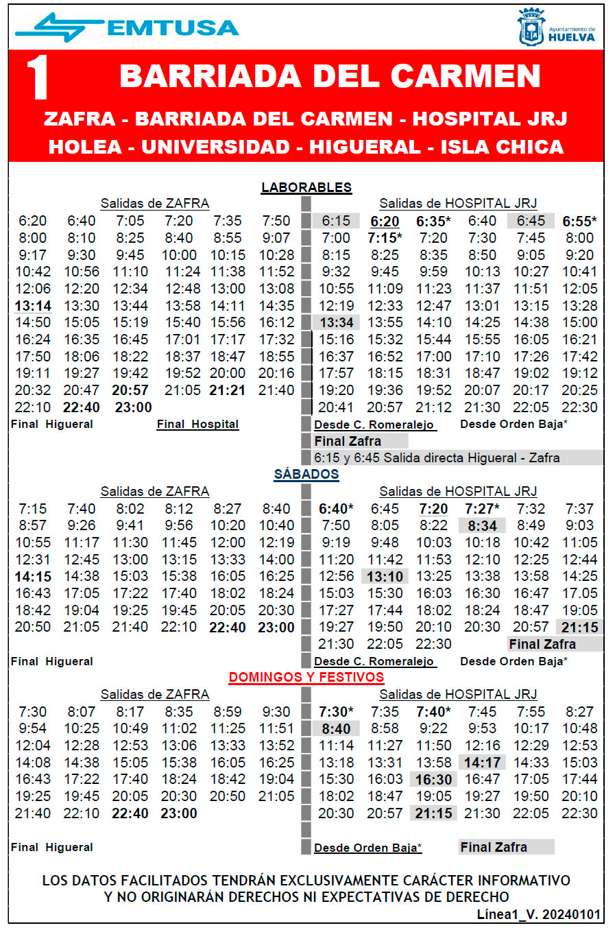 horario emtusa linea 1 20240101