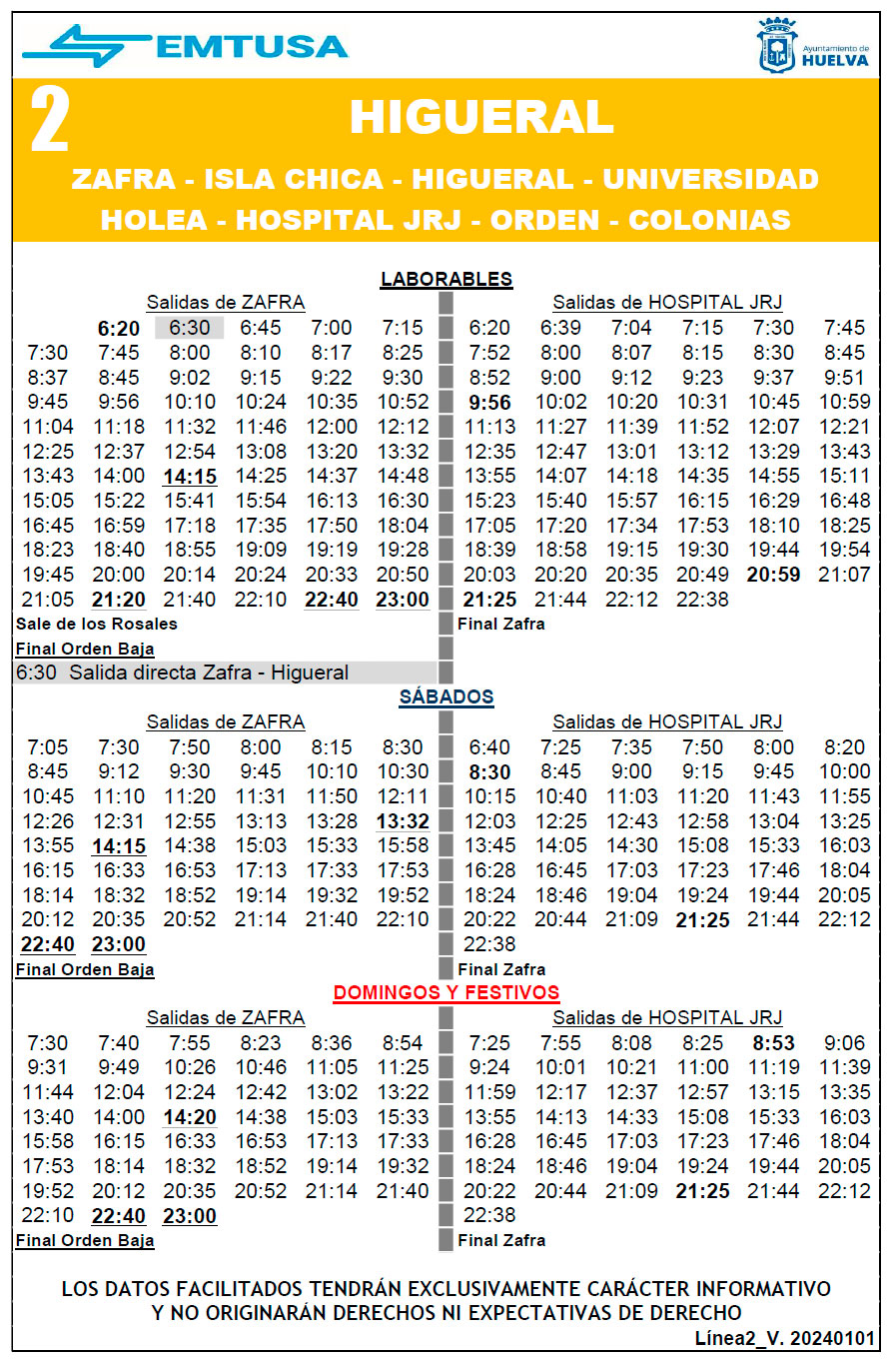 horario emtusa linea 2 20240101