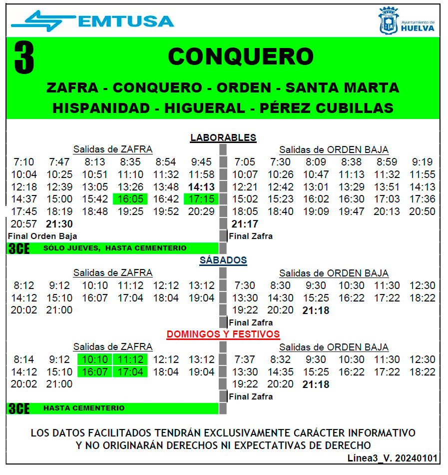 horario emtusa linea 3 20240101