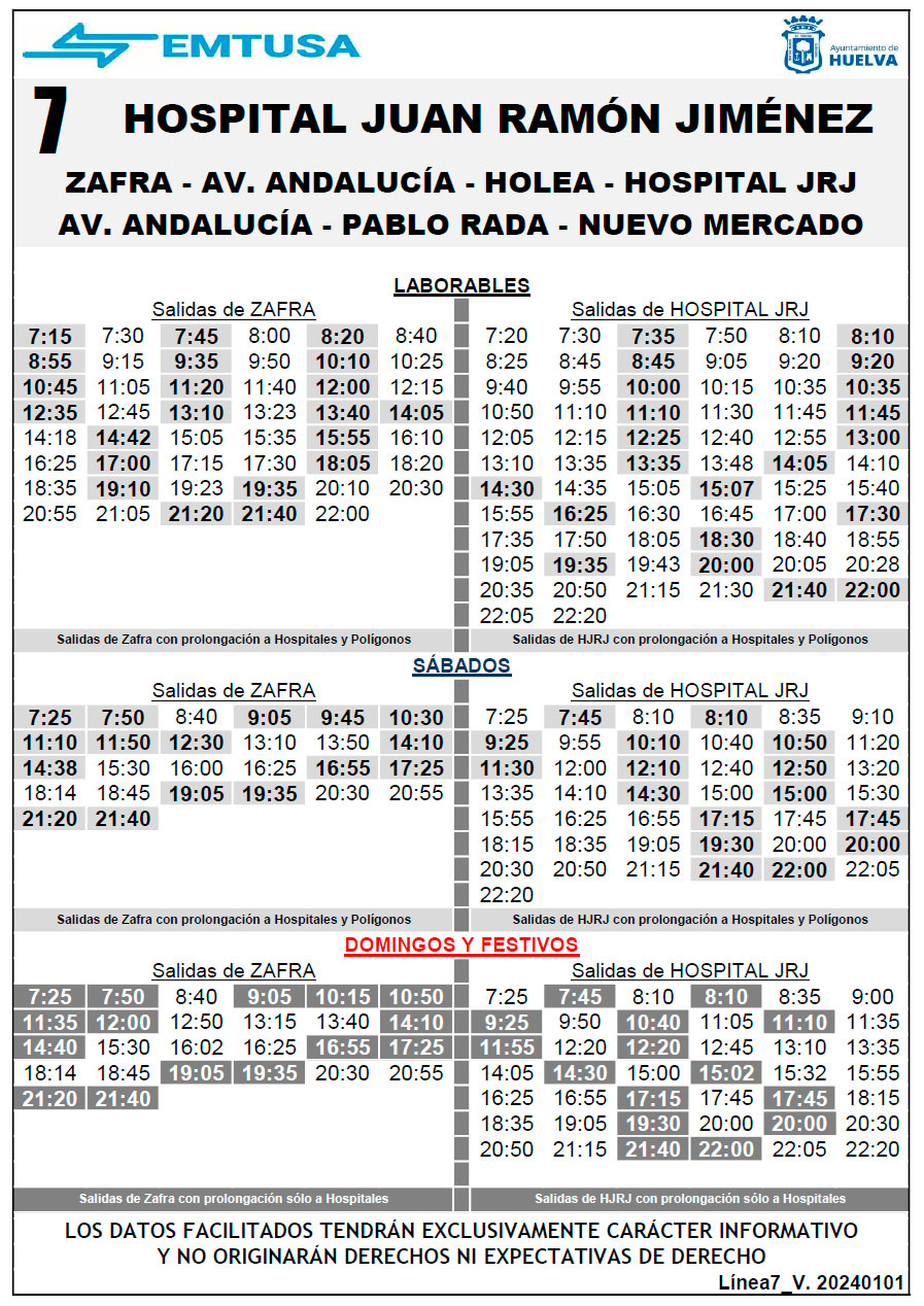 horario emtusa linea 7 20240101