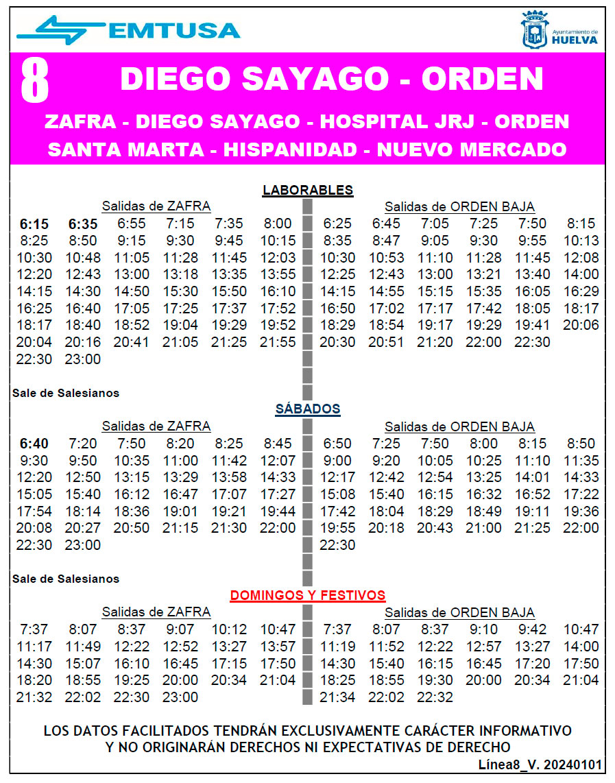 horario emtusa linea 8 20240101