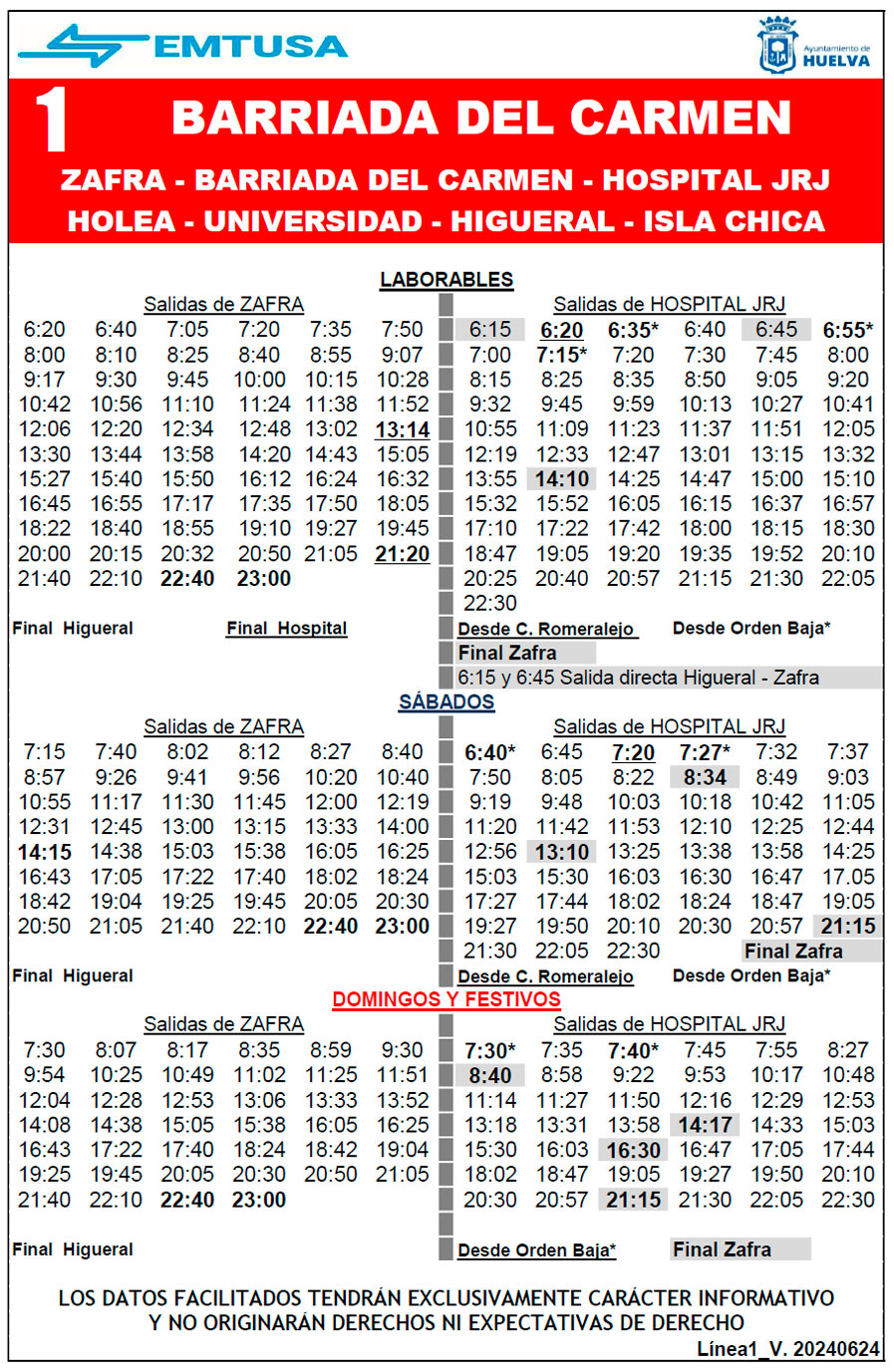 horario emtusa linea 1 20240624