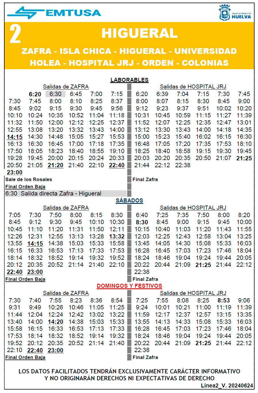 horario emtusa linea 2 20240624