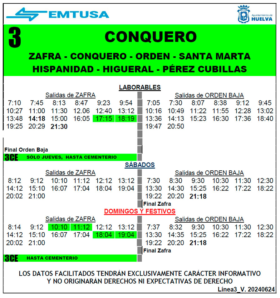 horario emtusa linea 3 20240624