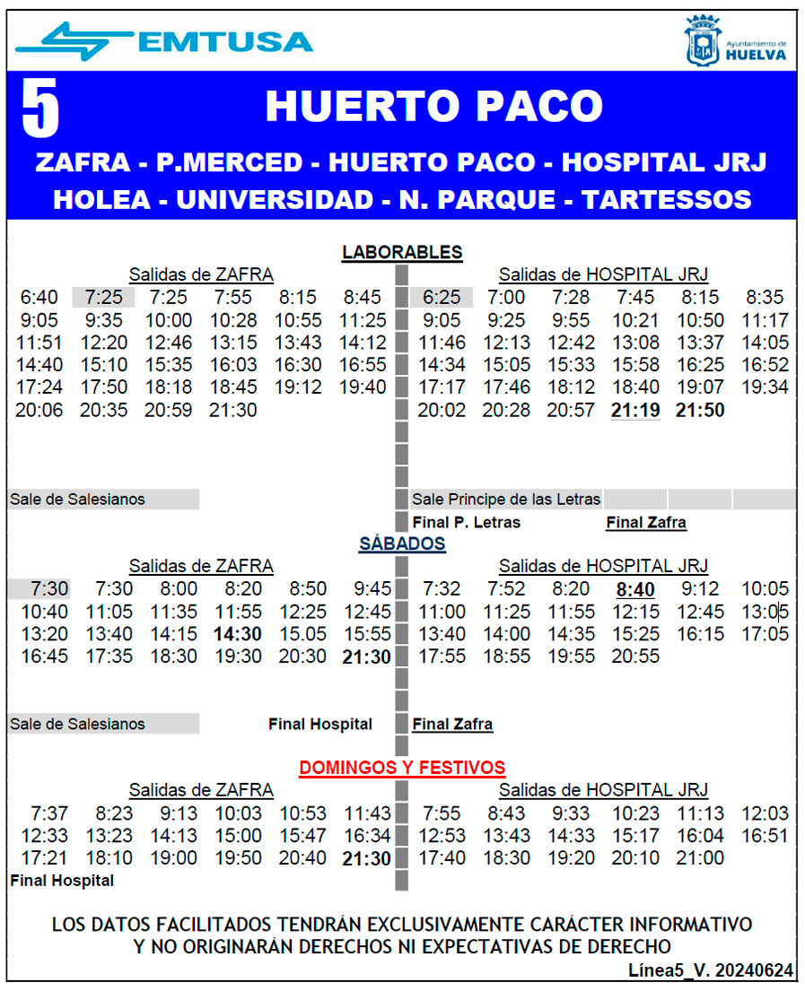 horario emtusa linea 5 20240624