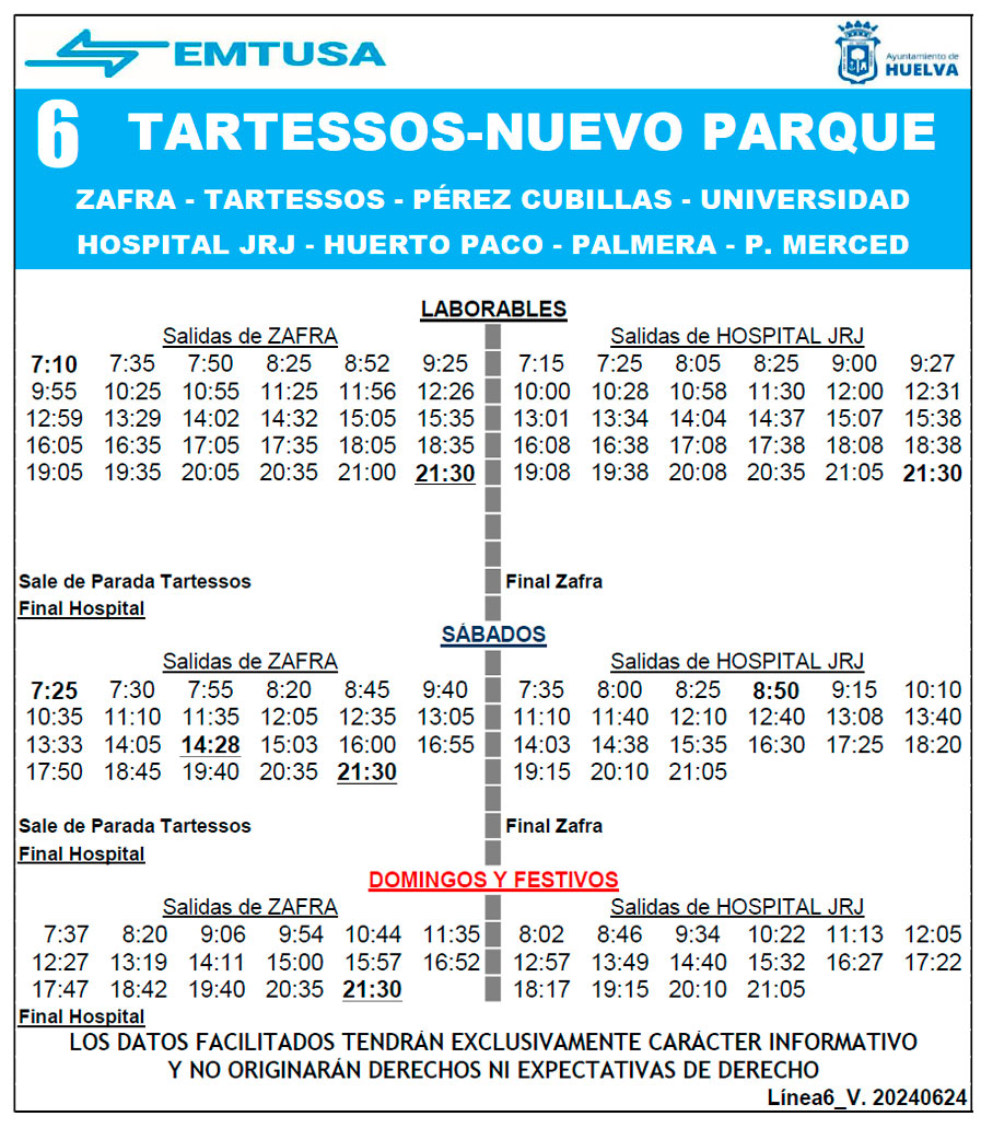 horario emtusa linea 6 20240624