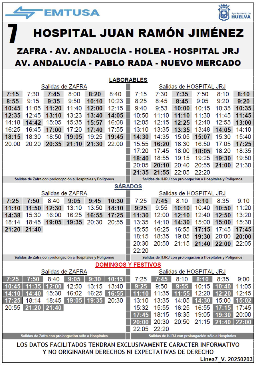 horario emtusa linea 7 20250210