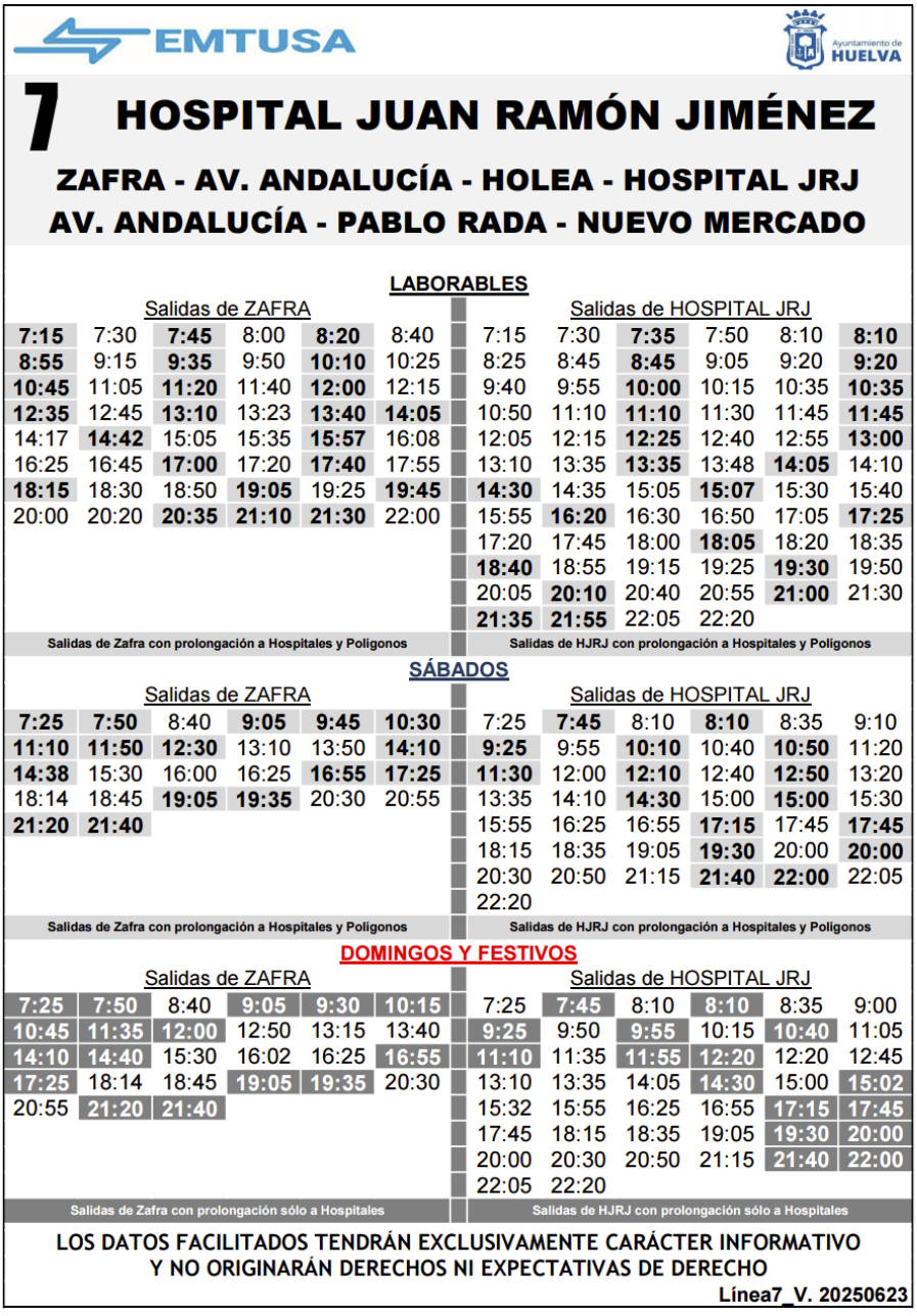 horario emtusa linea 7 20250623