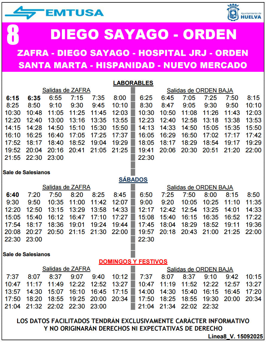 horario emtusa linea 8 20250915