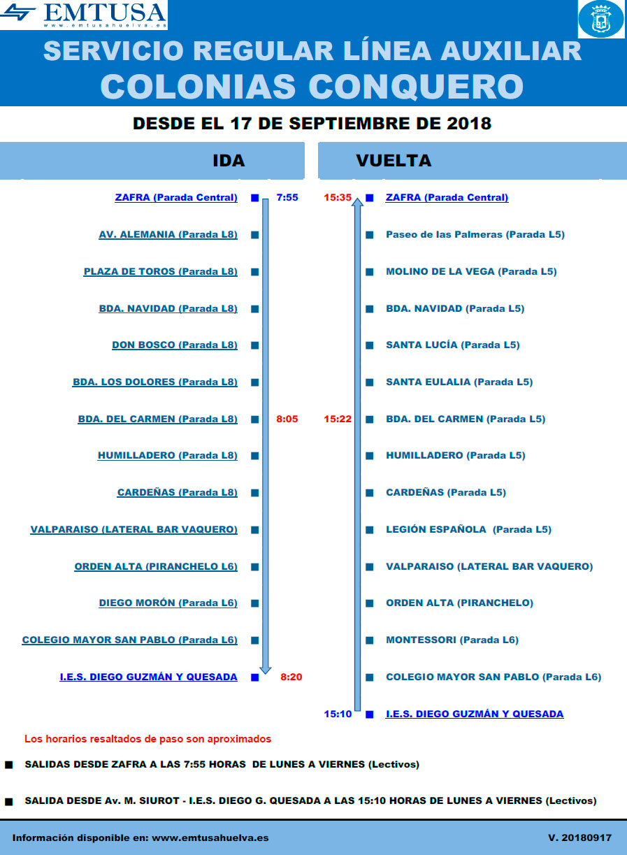 emtusa linea aux colonias conquero