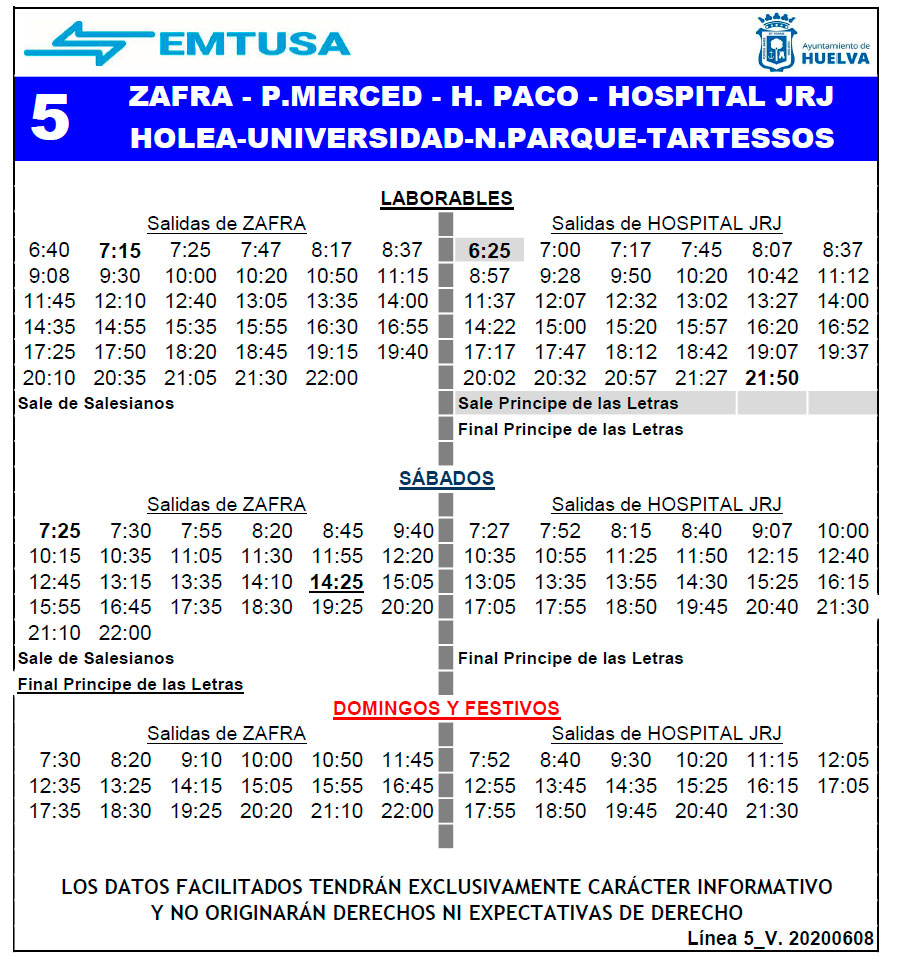 horario emtusa linea 5 20200611
