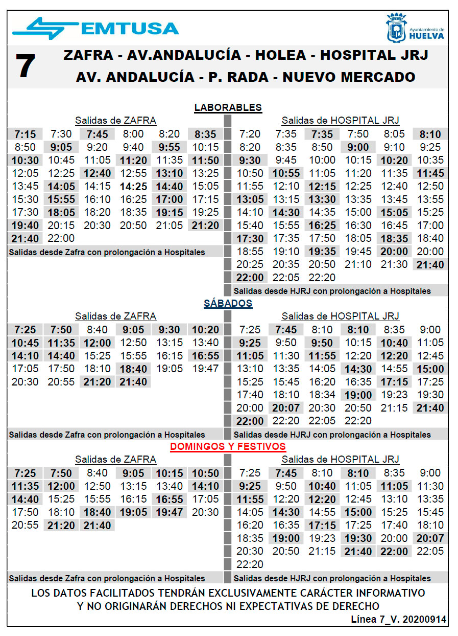 horario emtusa linea 7 20200914
