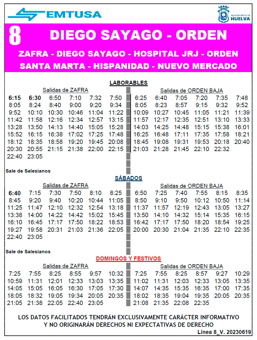 horario emtusa linea 8 20230619